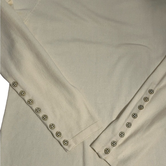 J. McLaughlin Cream Sweater with Button Sleeves - L - Picture 2 of 9